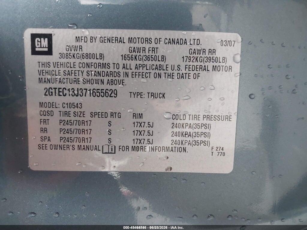 2GTEC13J371655629 2007 GMC SIERRA 1500 photo no. 9