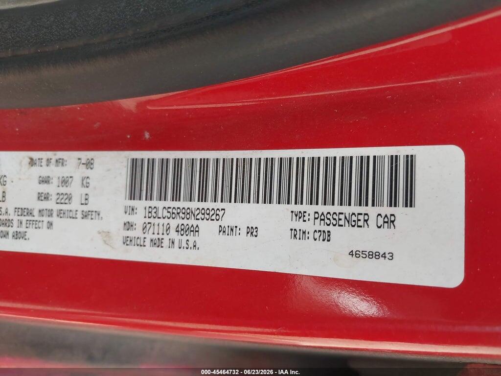 1B3LC56R98N299267 2008 DODGE AVENGER photo no. 9