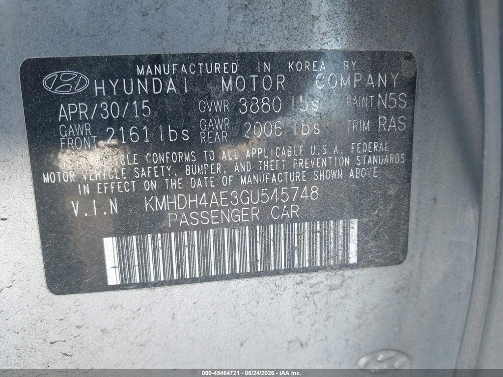 KMHDH4AE3GU545748 2016 HYUNDAI ELANTRA photo no. 9