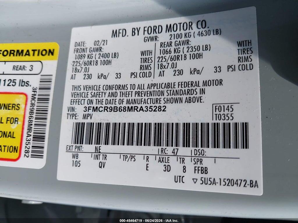 3FMCR9B68MRA35282 2021 FORD BRONCO SPORT photo no. 9