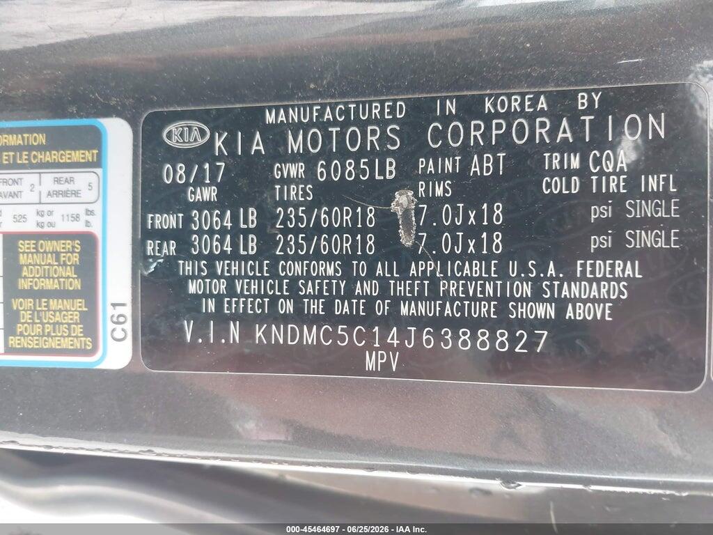 KNDMC5C14J6388827 2018 KIA SEDONA photo no. 9