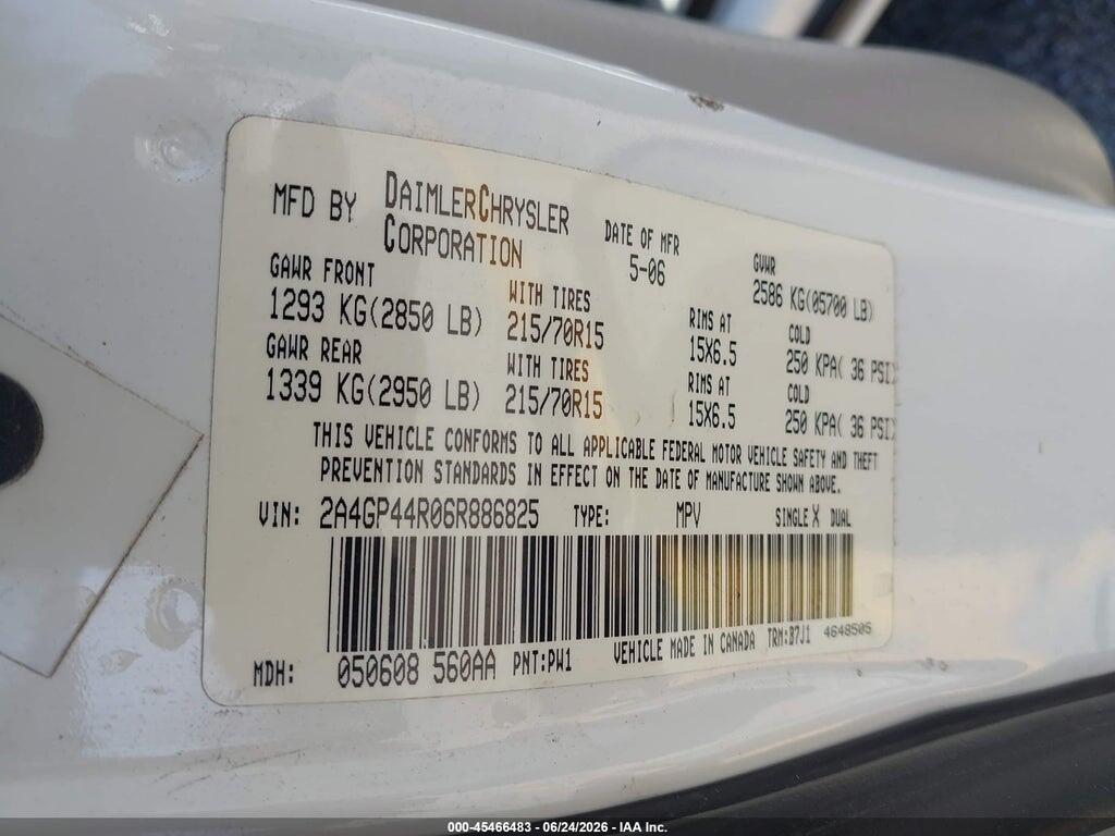 2A4GP44R06R886825 2006 CHRYSLER TOWN & COUNTRY photo no. 9