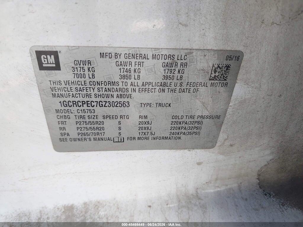 1GCRCPEC7GZ302563 2016 CHEVROLET SILVERADO 1500 photo no. 9