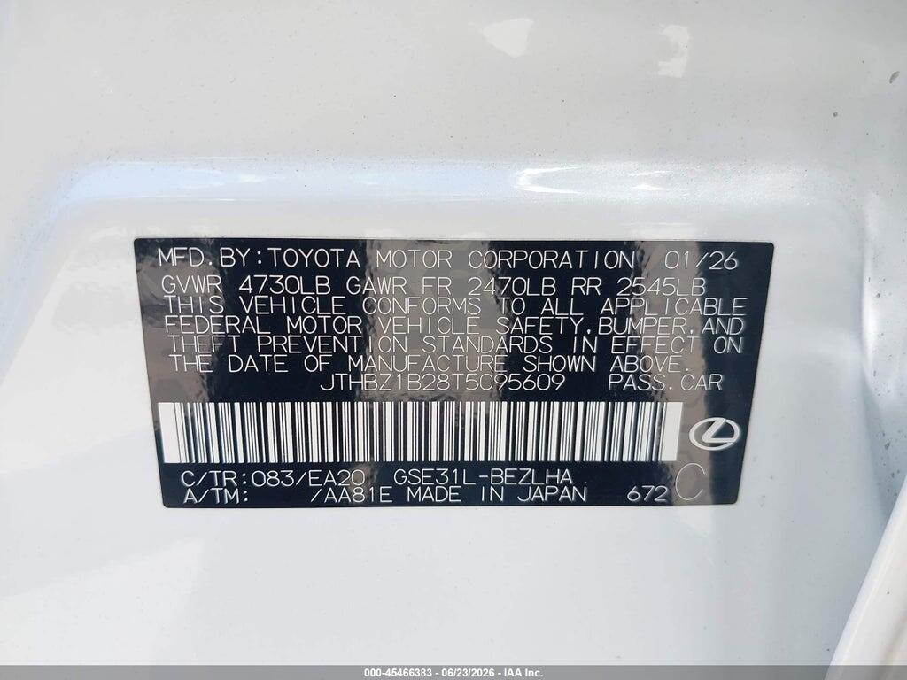 JTHBZ1B28T5095609 2026 LEXUS IS 350 photo no. 9