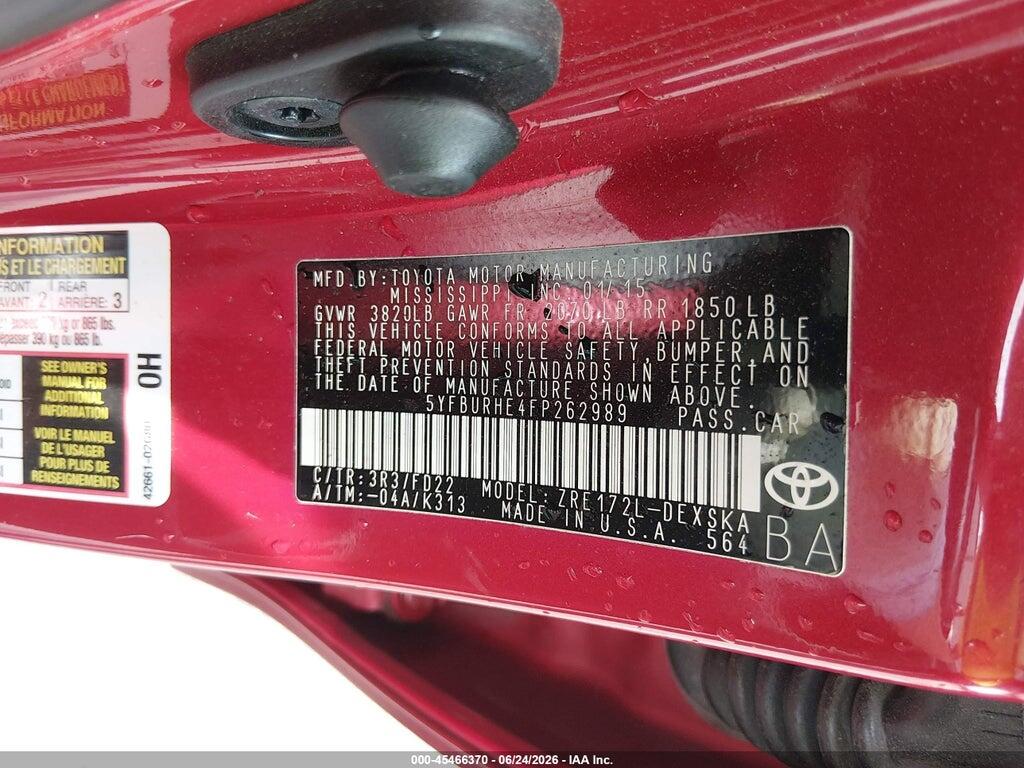 5YFBURHE4FP262989 2015 TOYOTA COROLLA photo no. 9
