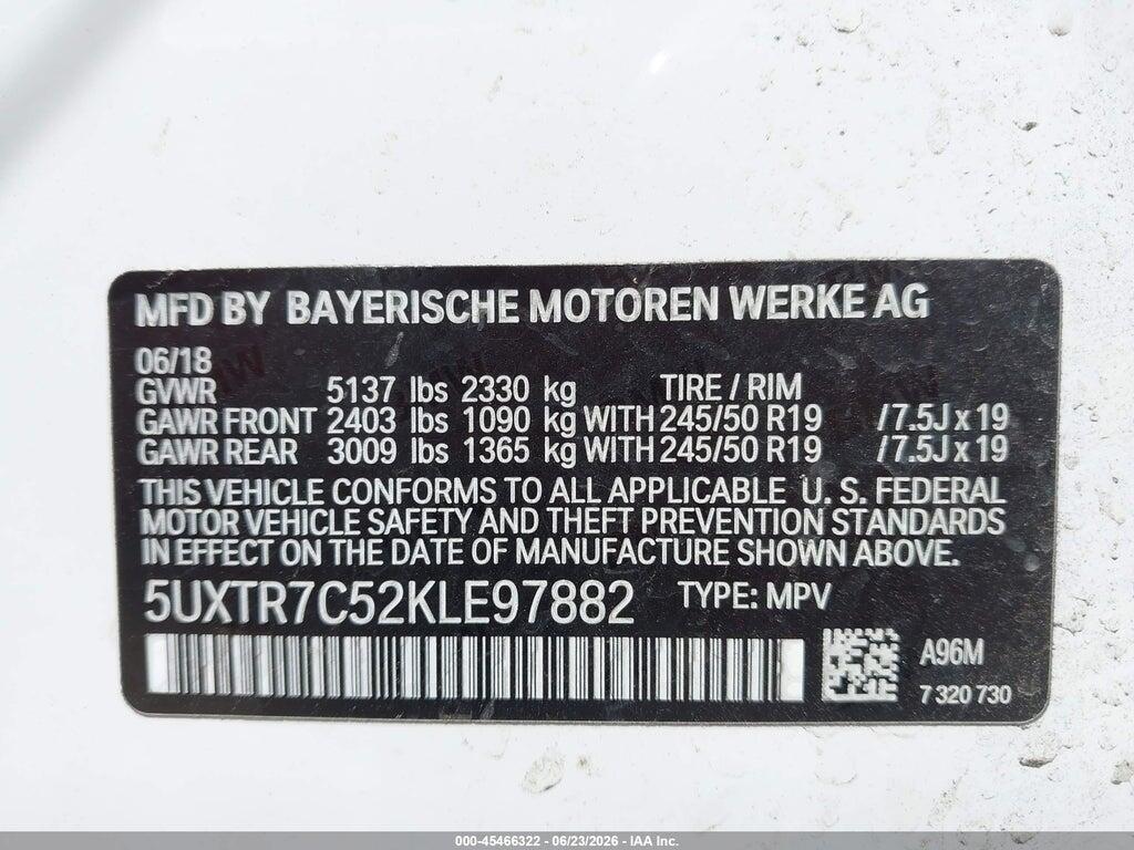 5UXTR7C52KLE97882 2019 BMW X3 photo no. 9