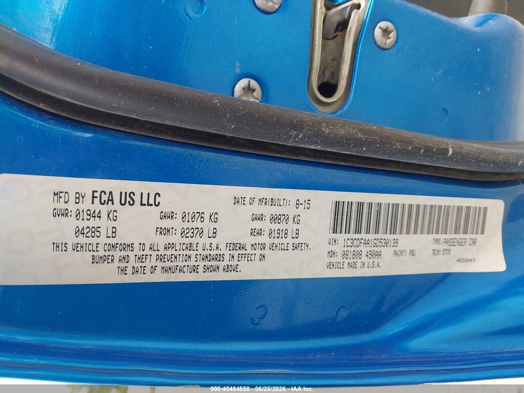 1C3CDFAA1GD530139 2016 DODGE DART photo no. 9