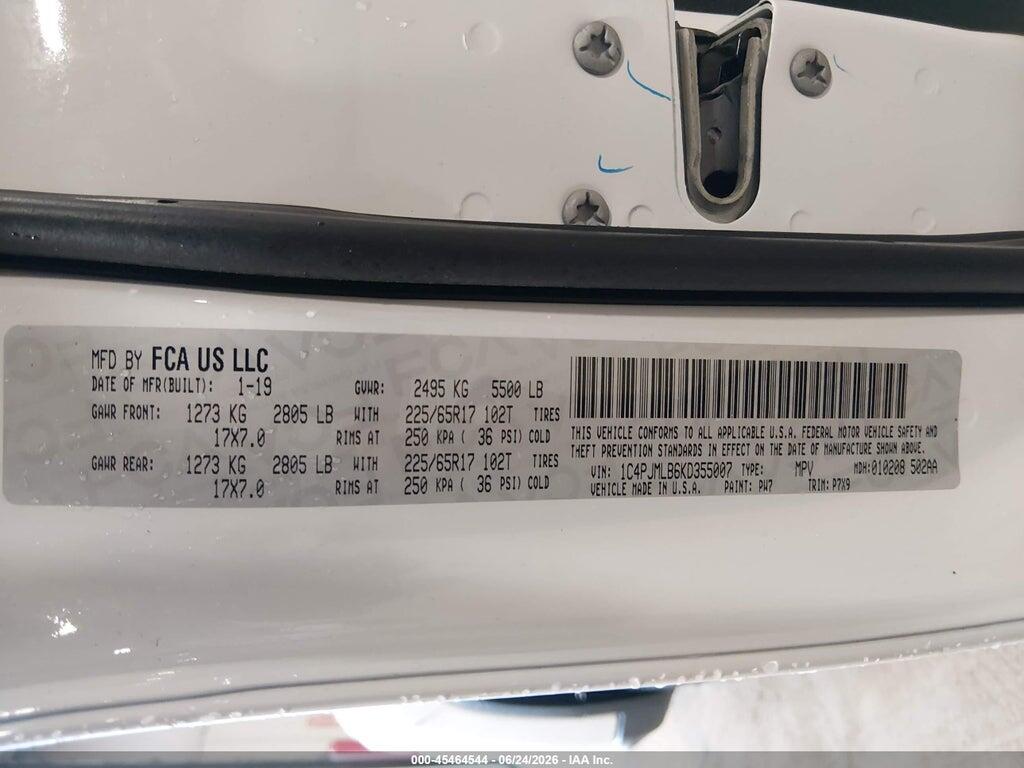 1C4PJMLB6KD355007 2019 JEEP CHEROKEE photo no. 9