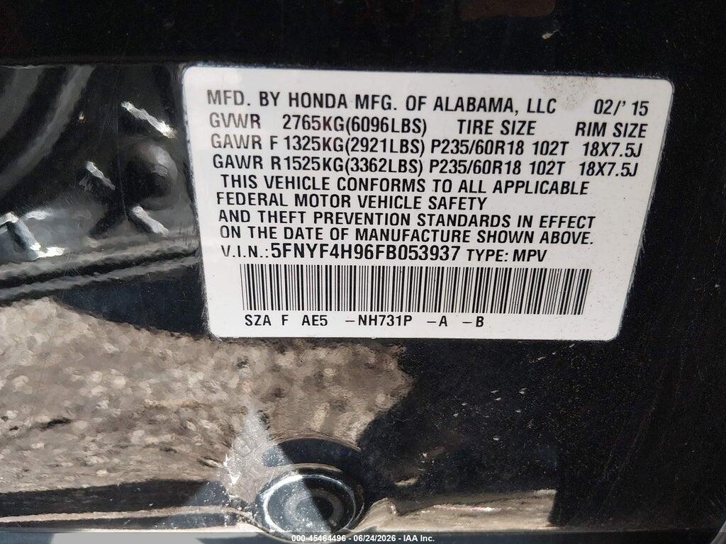 5FNYF4H96FB053937 2015 HONDA PILOT photo no. 9