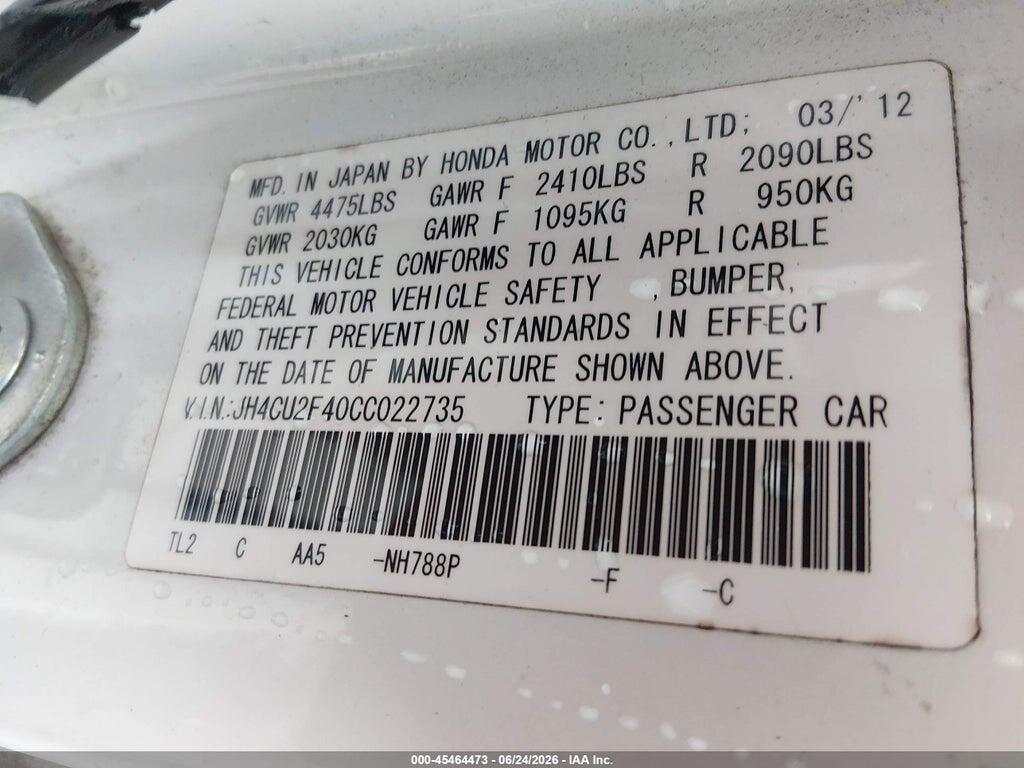 JH4CU2F40CC022735 2012 ACURA TSX photo no. 9