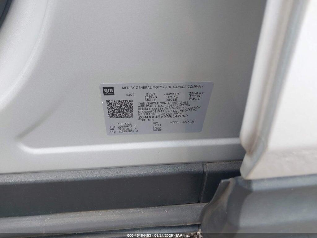 2GNAXJEVXN6142002 2022 CHEVROLET EQUINOX photo no. 9
