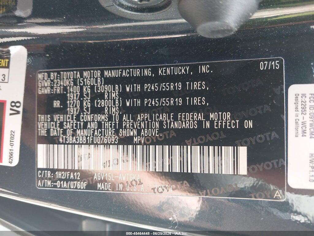 4T3BA3BB1FU076093 2015 TOYOTA VENZA photo no. 9