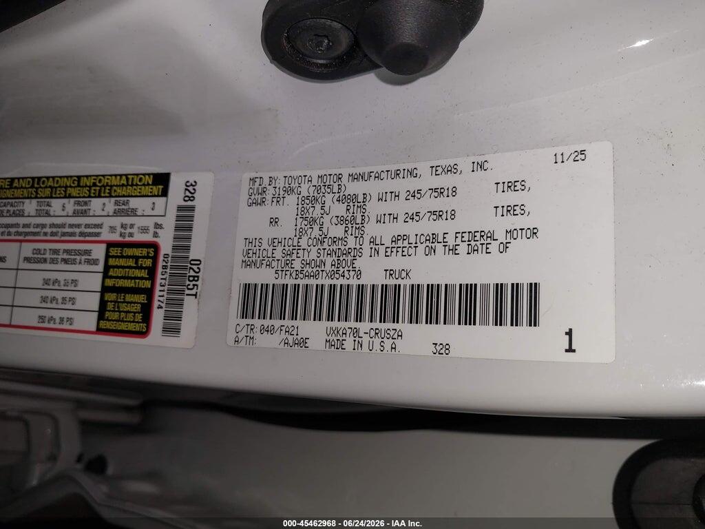 5TFKB5AA0TX054370 2026 TOYOTA TUNDRA photo no. 9