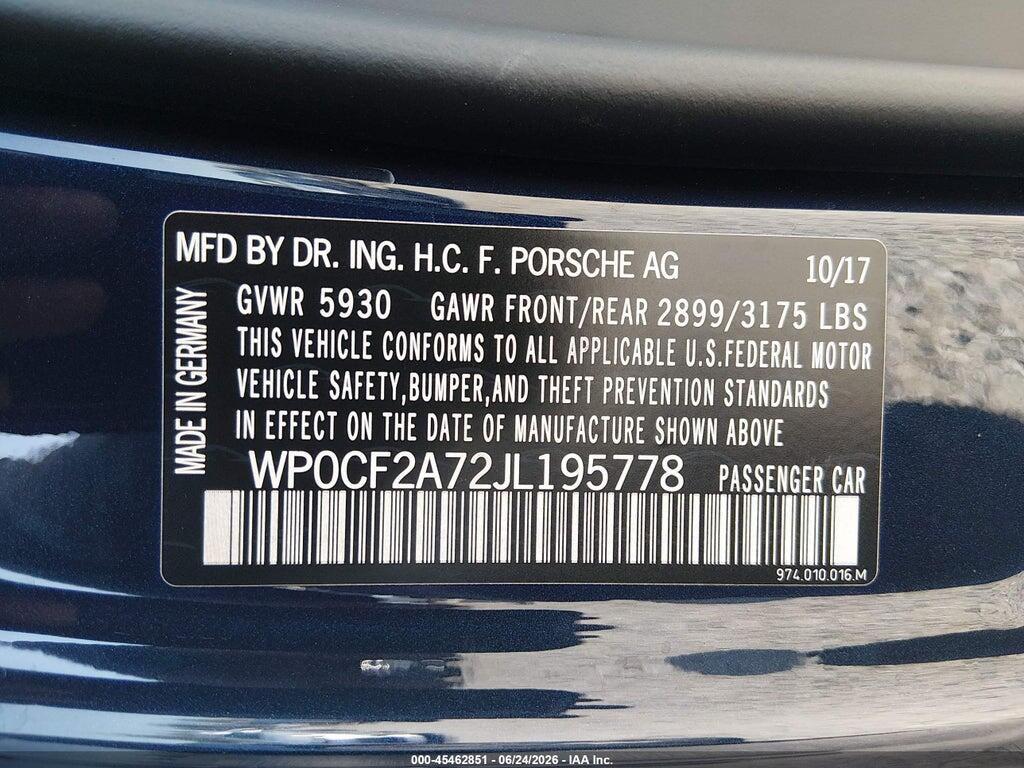 WP0CF2A72JL195778 2018 PORSCHE PANAMERA SPORT TURISMO photo no. 9