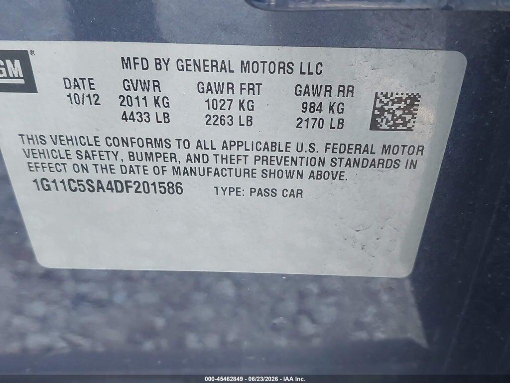 1G11C5SA4DF201586 2013 CHEVROLET MALIBU photo no. 9