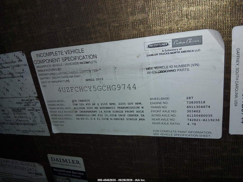 4UZFCHCY5GCHG9744 2016 FREIGHTLINER CHASSIS photo no. 12