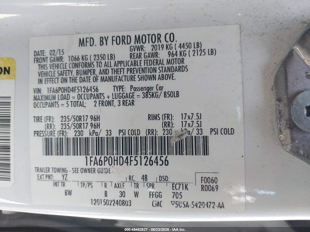 1FA6P0HD4F5126456 2015 FORD FUSION photo no. 9