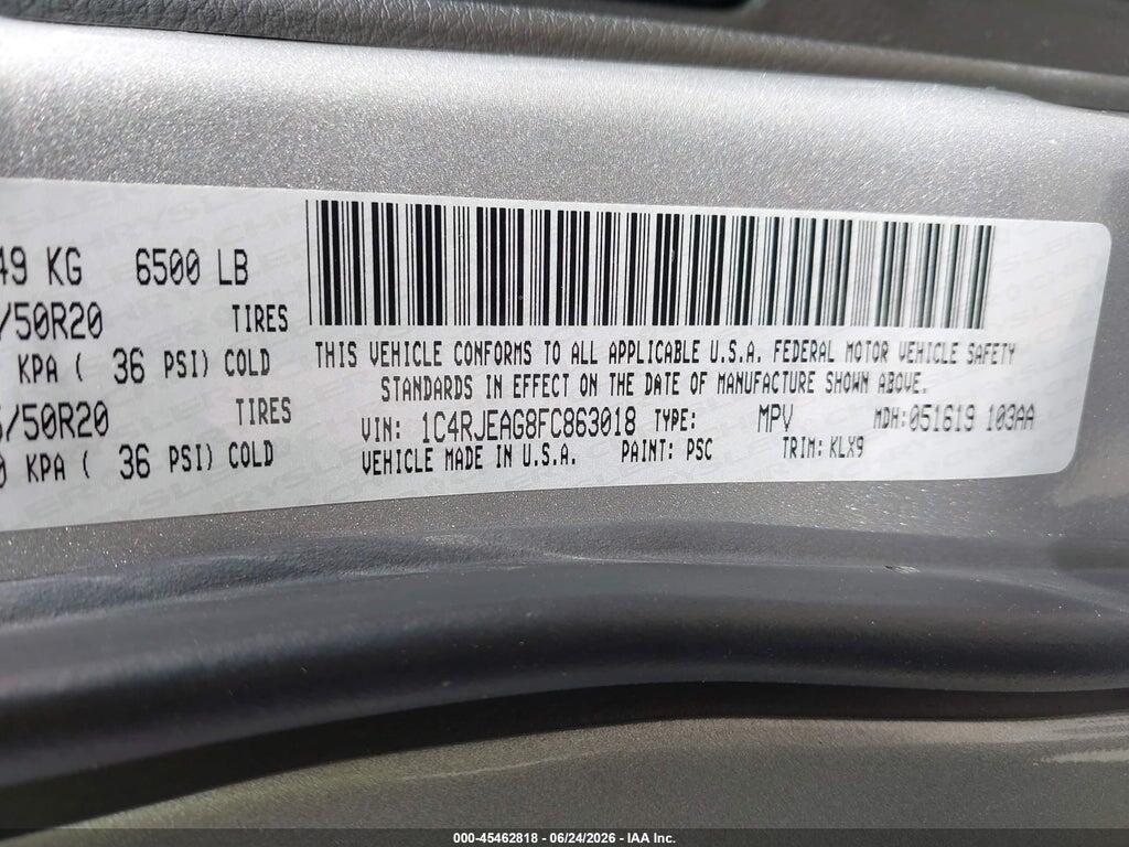 1C4RJEAG8FC863018 2015 JEEP GRAND CHEROKEE photo no. 9