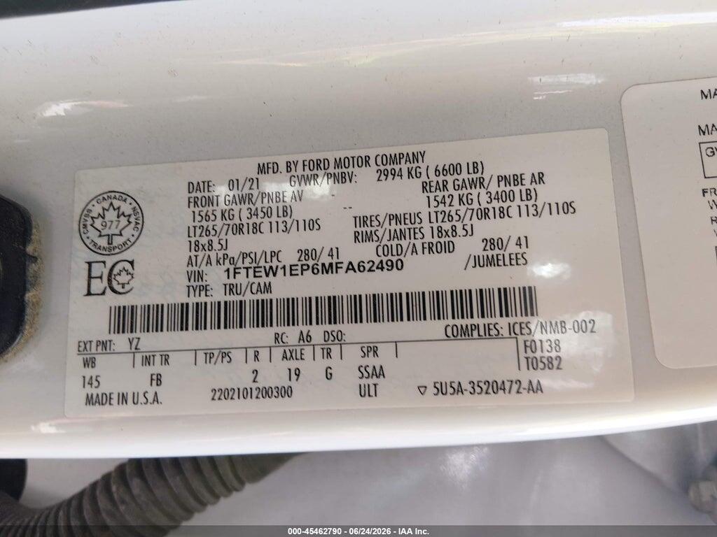 1FTEW1EP6MFA62490 2021 FORD F-150 photo no. 9