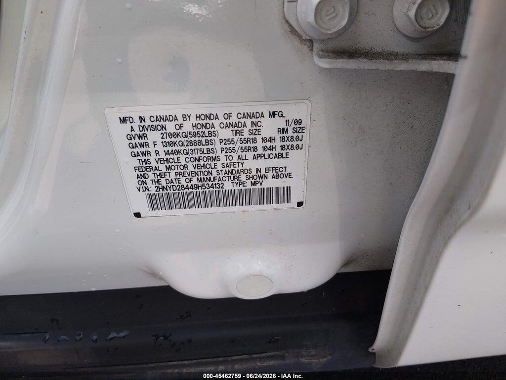 2HNYD28449H534132 2009 ACURA MDX photo no. 9