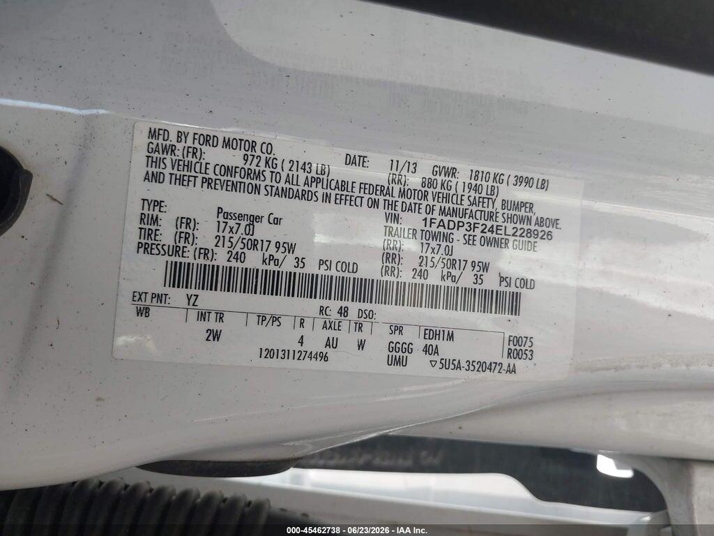 1FADP3F24EL228926 2014 FORD FOCUS photo no. 9