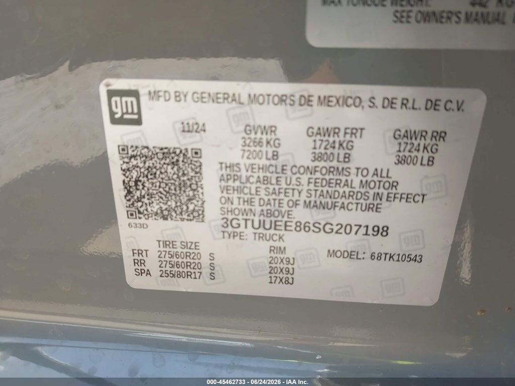 3GTUUEE86SG207198 2025 GMC SIERRA 1500 photo no. 9