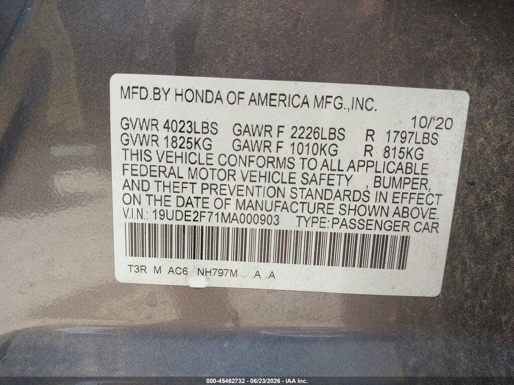 19UDE2F71MA000903 2021 ACURA ILX photo no. 9