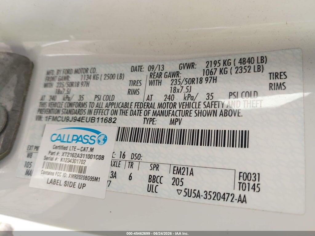 1FMCU9J94EUB11682 2014 FORD ESCAPE photo no. 9