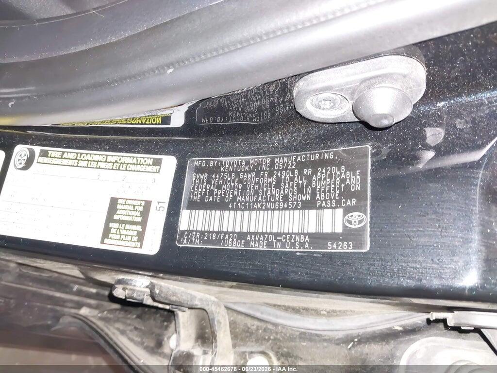4T1C11AK2NU694573 2022 TOYOTA CAMRY photo no. 9