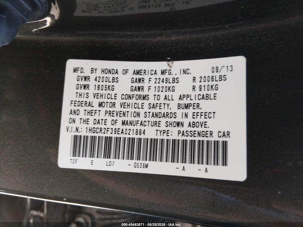 1HGCR2F39EA021884 2014 HONDA ACCORD photo no. 9