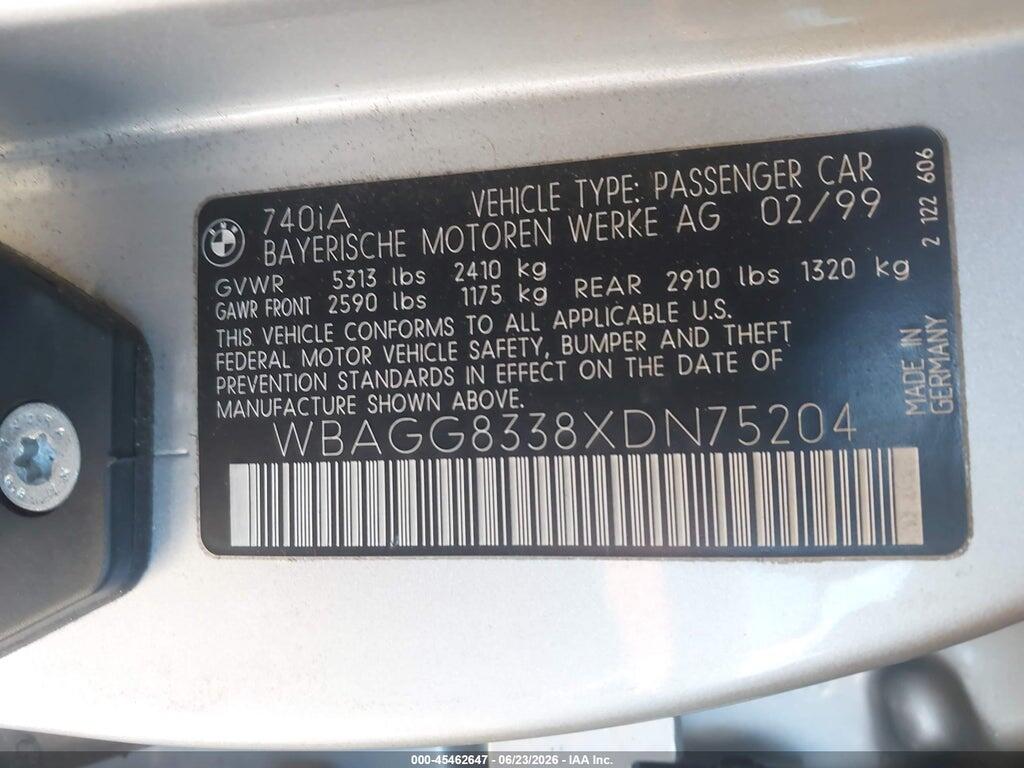 WBAGG8338XDN75204 1999 BMW 740IA photo no. 9