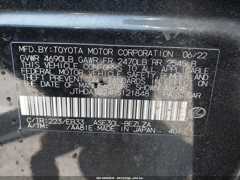JTHDA1D24N5121848 2022 LEXUS IS 300 photo no. 9