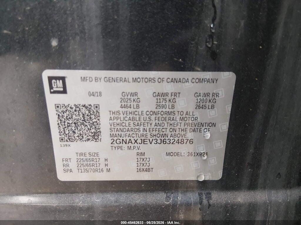 2GNAXJEV3J6324876 2018 CHEVROLET EQUINOX photo no. 9