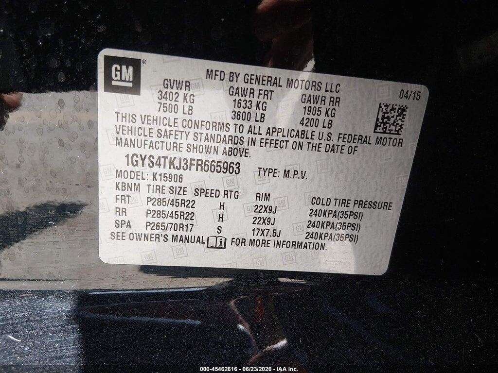 1GYS4TKJ3FR665963 2015 CADILLAC ESCALADE ESV photo no. 9