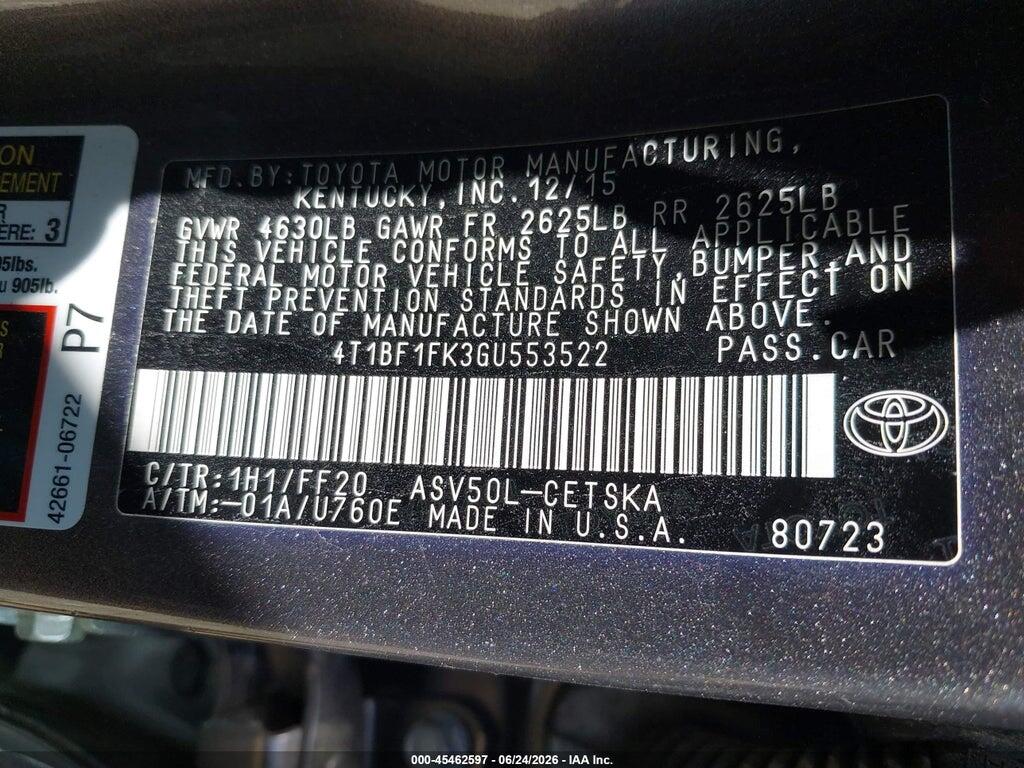 4T1BF1FK3GU553522 2016 TOYOTA CAMRY photo no. 9