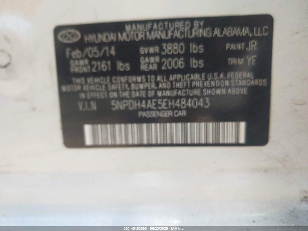 5NPDH4AE5EH484043 2014 HYUNDAI ELANTRA photo no. 9