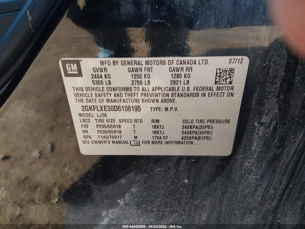 2GKFLXE30D6108195 2013 GMC TERRAIN photo no. 9
