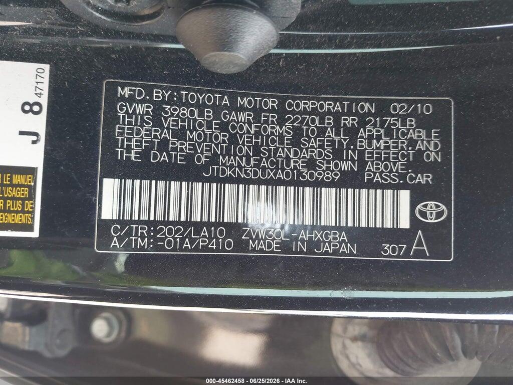JTDKN3DUXA0130989 2010 TOYOTA PRIUS photo no. 9