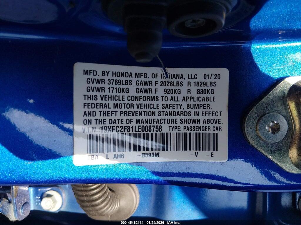 19XFC2F81LE008758 2020 HONDA CIVIC photo no. 9