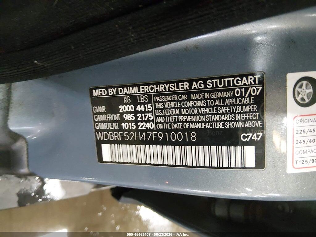 WDBRF52H47F910018 2007 MERCEDES-BENZ C 230 photo no. 9
