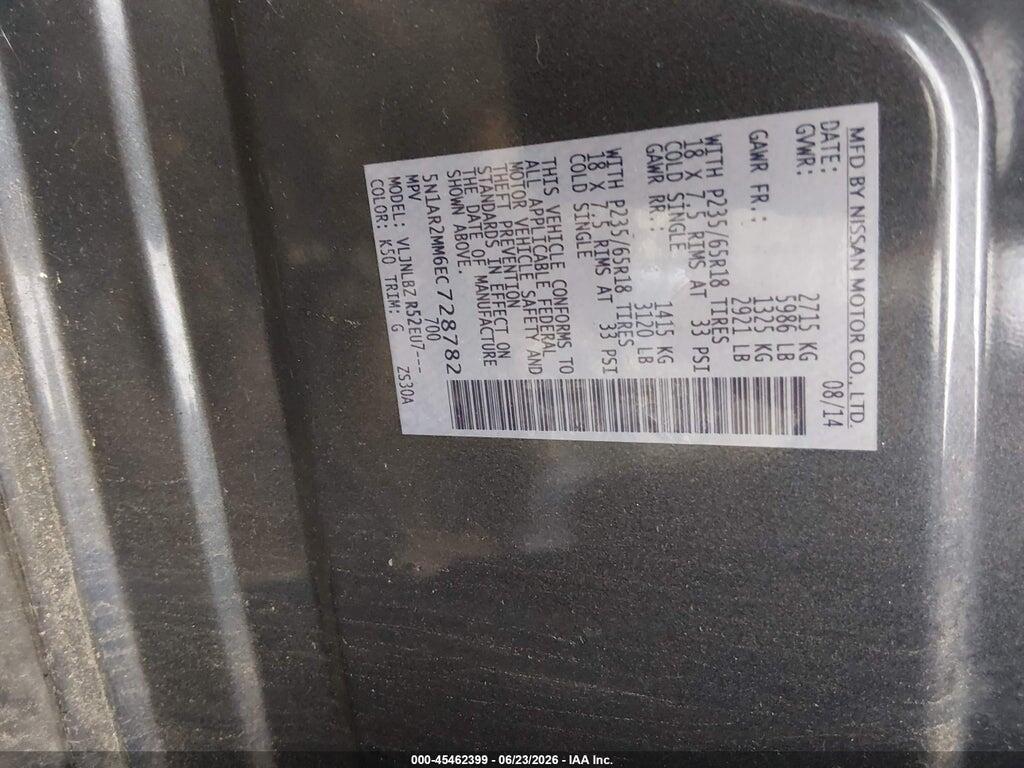 5N1AR2MM6EC728782 2014 NISSAN PATHFINDER photo no. 9