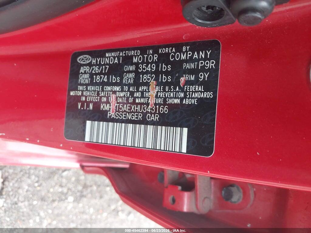 KMHCT5AEXHU343166 2017 HYUNDAI ACCENT photo no. 9