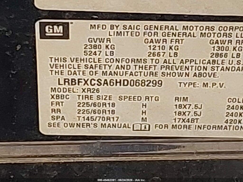 LRBFXCSA6HD068299 2017 BUICK ENVISION photo no. 9