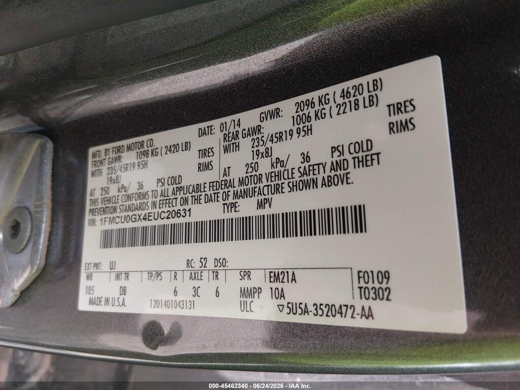 1FMCU0GX4EUC20631 2014 FORD ESCAPE photo no. 9
