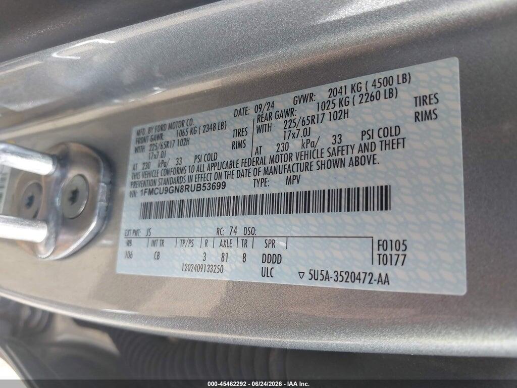 1FMCU9GN8RUB53699 2024 FORD ESCAPE photo no. 9