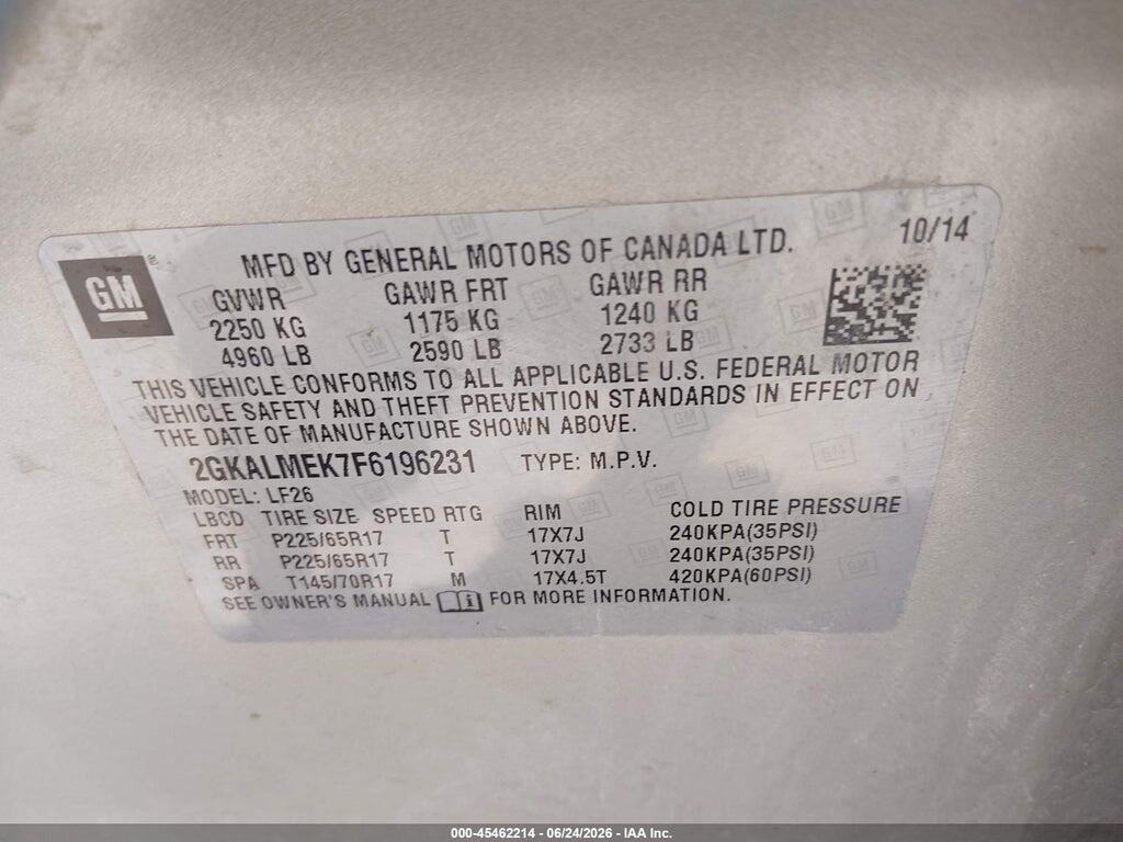 2GKALMEK7F6196231 2015 GMC TERRAIN photo no. 9