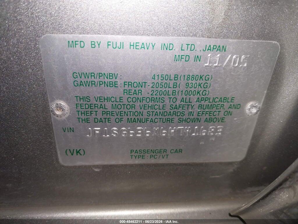 JF1SG636X6H741683 2006 SUBARU FORESTER photo no. 9