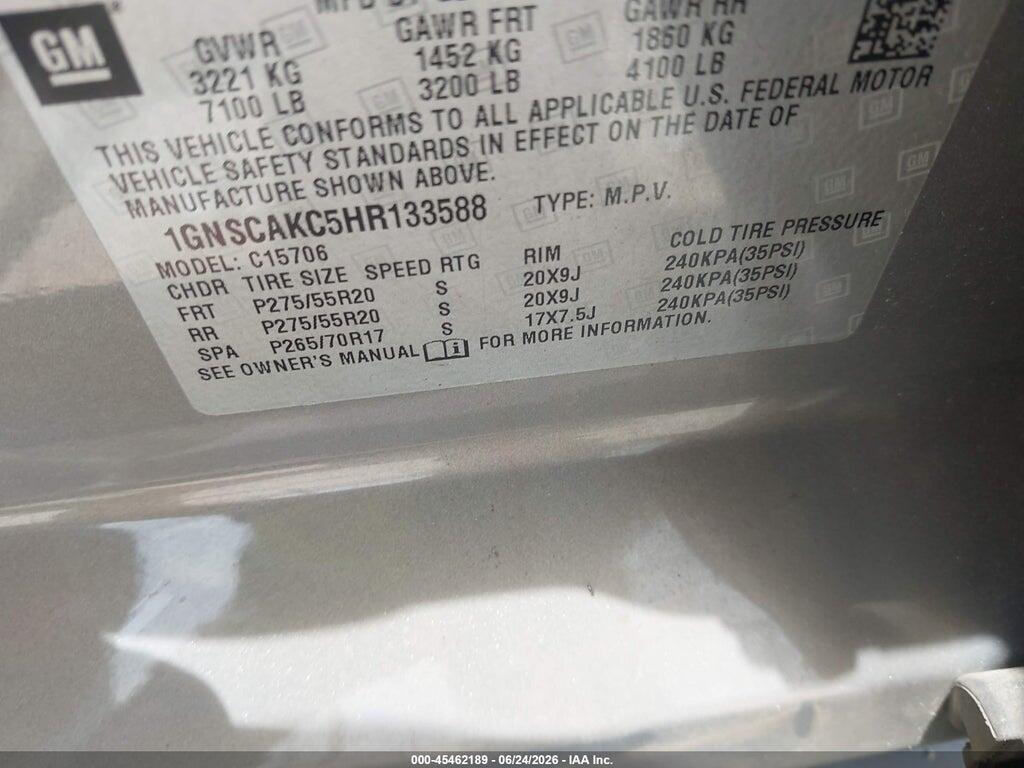 1GNSCAKC5HR133588 2017 CHEVROLET TAHOE photo no. 9