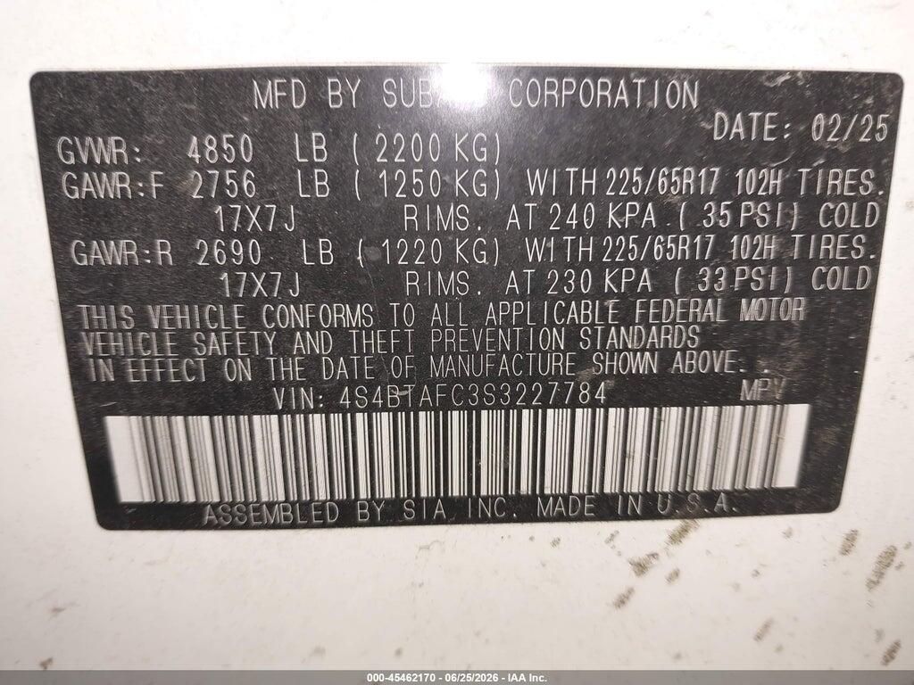 4S4BTAFC3S3227784 2025 SUBARU OUTBACK photo no. 9