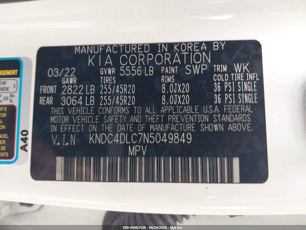 KNDC4DLC7N5049849 2022 KIA EV6 photo no. 9